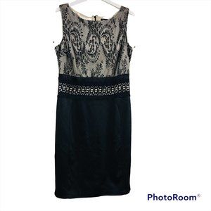 Jax Women's Dress Size 14 Sleeveless Black Satin Midi Dress